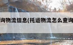 怎么查询物流信息(托运物流怎么查询物流信息)