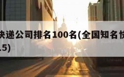 全国快递公司排名100名(全国知名快递公司前15)